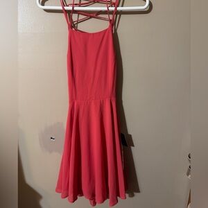 Lulu's Pink A-Line Spaghetti Strap Dress for Weddings